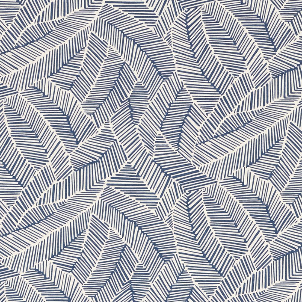 Schumacher 176222 Abstract Leaf Fabric in Navy