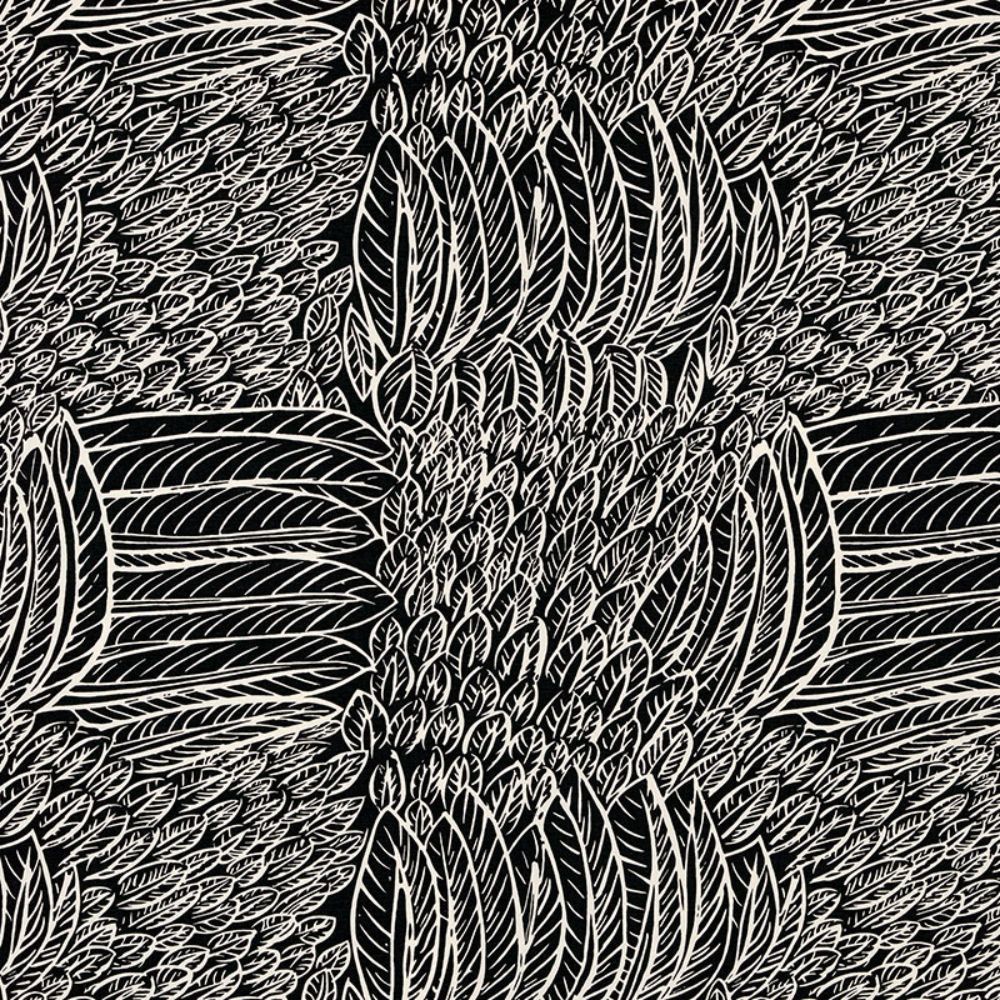 Schumacher 176234 Featherfest Fabric in Black