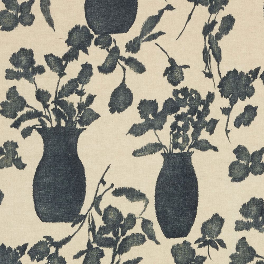 Schumacher 176242 Hugo Floral Fabric in Faded Black