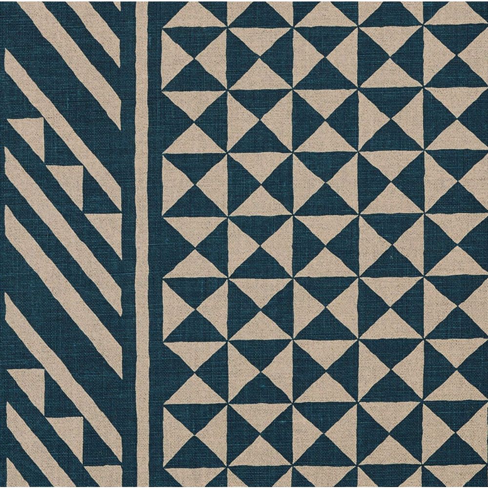 Schumacher 176302 Nuba Fabric in Indigo On Natural