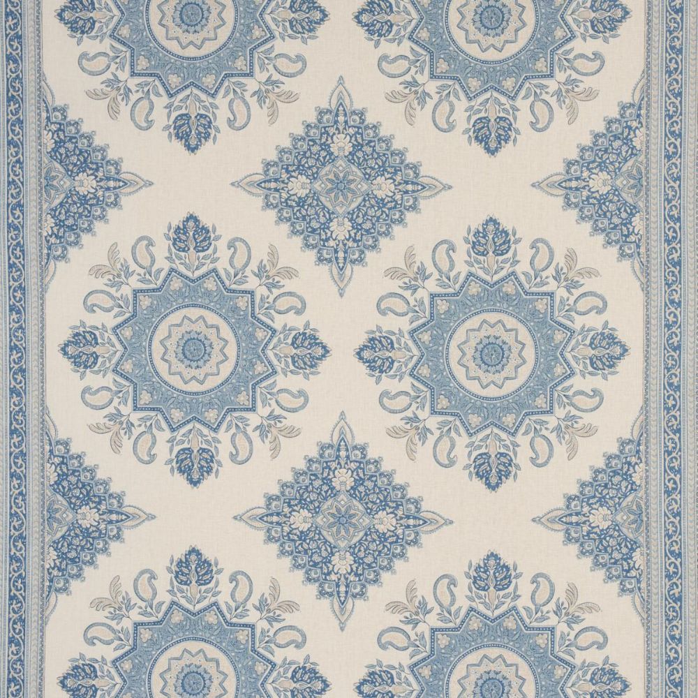 Schumacher 176484 Mark D. Sikes Montecito Medallion Fabric in China Blue