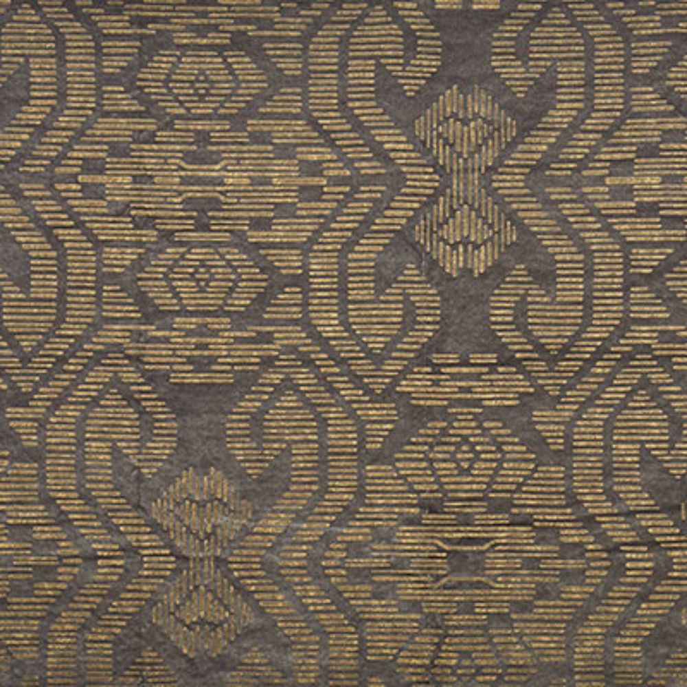 Schumacher 176511 Gilded Fabric in Pewter