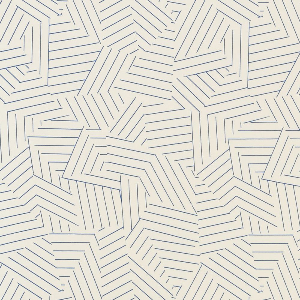 Schumacher 176701 Deconstructed Stripe Ii Fabric in Cobalt