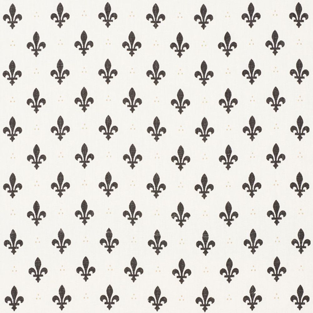 Schumacher 176962 Fleur De Lis Fabric in Charcoal