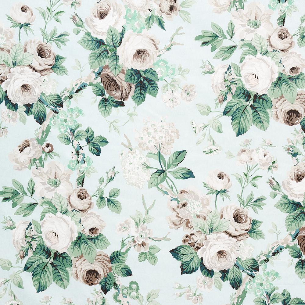 Schumacher 177204 Nancy Floral Fabric in Seafoam