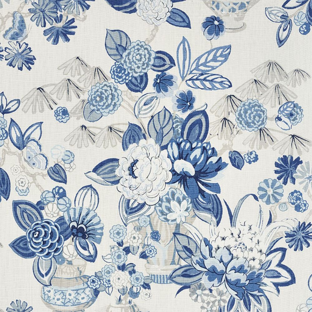 Schumacher 177291 Bouquet Chinois Fabric in Porcelain