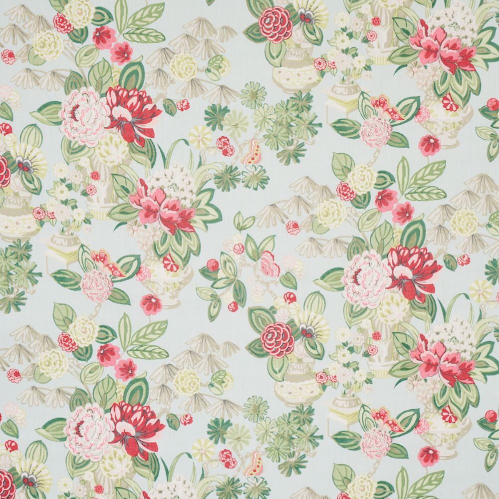 Schumacher 177292 Bouquet Chinois Fabric in Sky