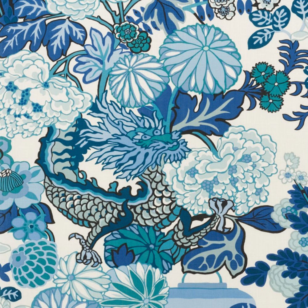Schumacher 177311 Chiang Mai Indoor/outdoor Fabric in China Blue