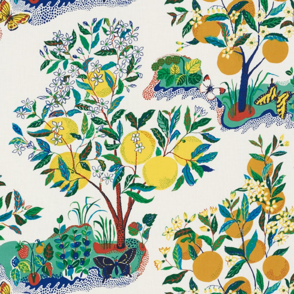 Schumacher 177330 Citrus Garden Indoor/outdoor Fabric in Primary