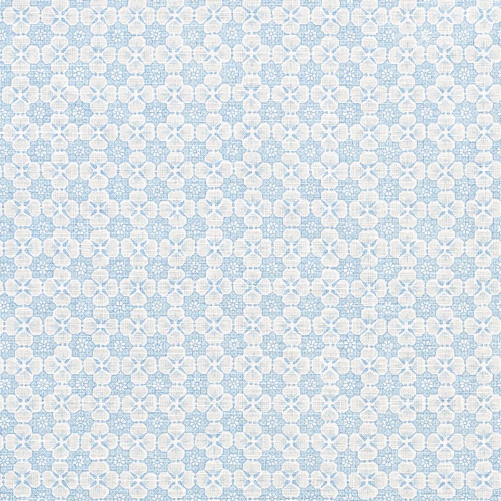 Schumacher 177601 Palisades Floret Fabric in China Blue