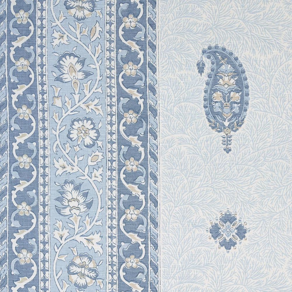 Schumacher 177615 Mark D. Sikes Ojai Paisley Fabric in China Blue