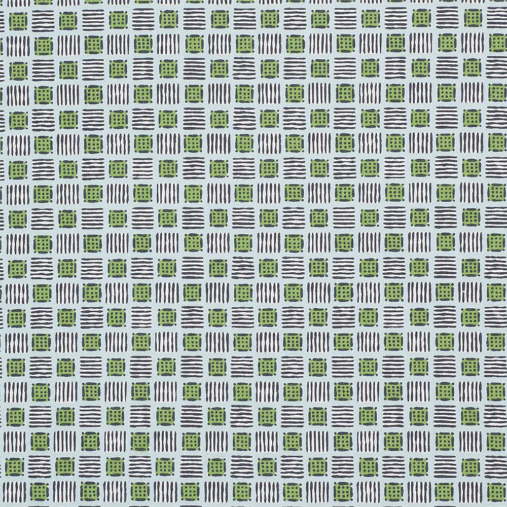 Schumacher 177862 Mottley Grid Fabric in Sky & Putting Green