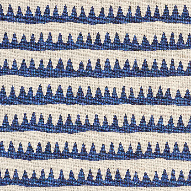 Schumacher 177970 Primitive-Beauty Collection Corfu Stripe Fabric  in Navy