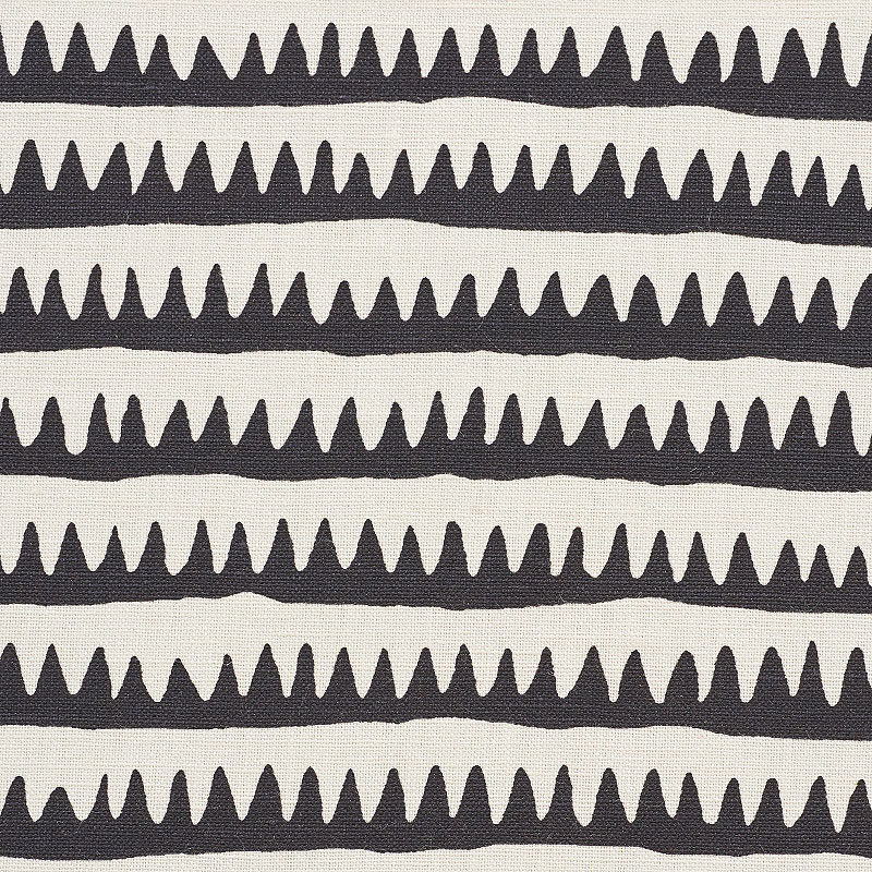 Schumacher 177971 Primitive-Beauty Collection Corfu Stripe Fabric  in Black