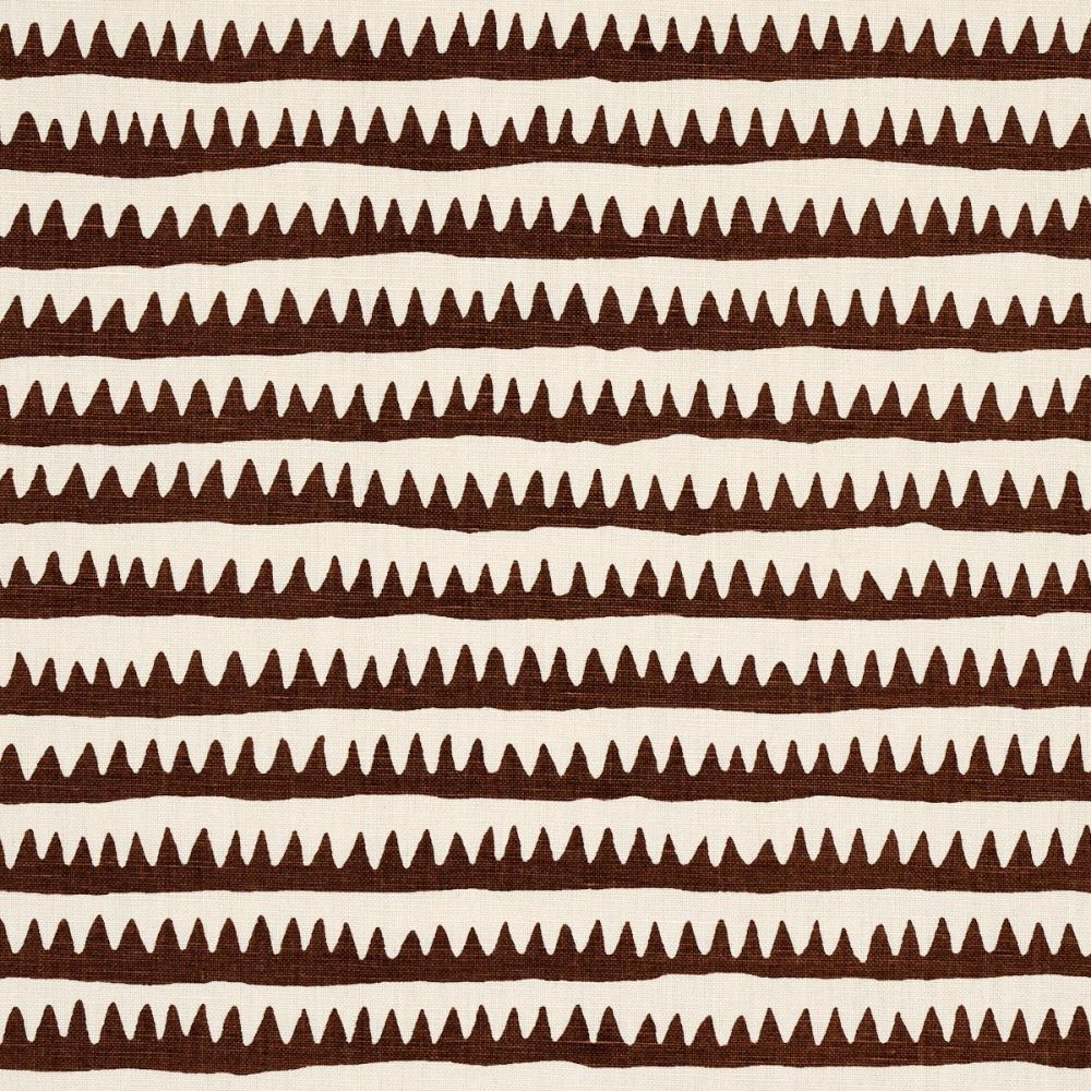 Schumacher 177973 Full Bloom Corfu Hand Printed Stripe Fabric in Brown