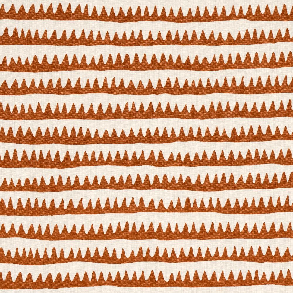 Schumacher 177974 Full Bloom Corfu Hand Printed Stripe Fabric in Rust