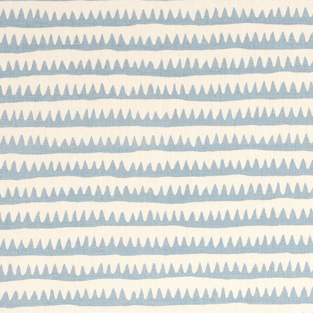 Schumacher 177975 Full Bloom Corfu Hand Printed Stripe Fabric in Sky