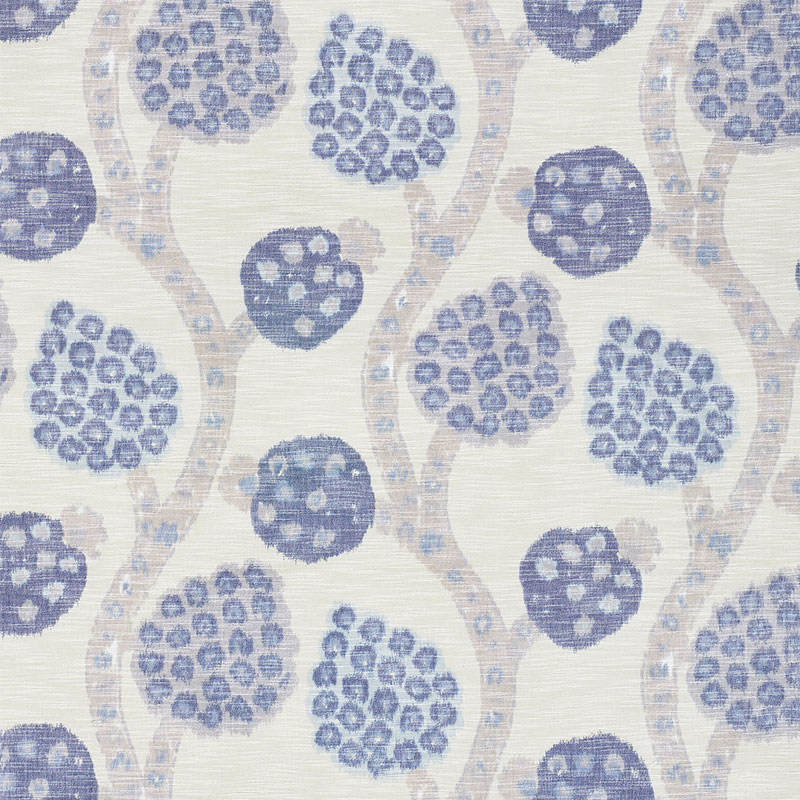 Schumacher 177992 New-Traditional Collection Annabel Warp Print Fabric  in Blue