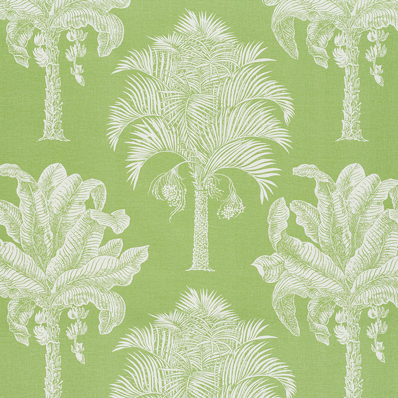Schumacher 178000 New-Traditional Collection Grand Palms Fabric  in Leaf