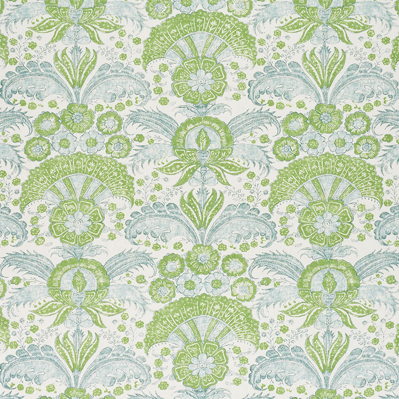 Schumacher 178101 Malabar-Hill Collection Calicut Fabric  in Leaf