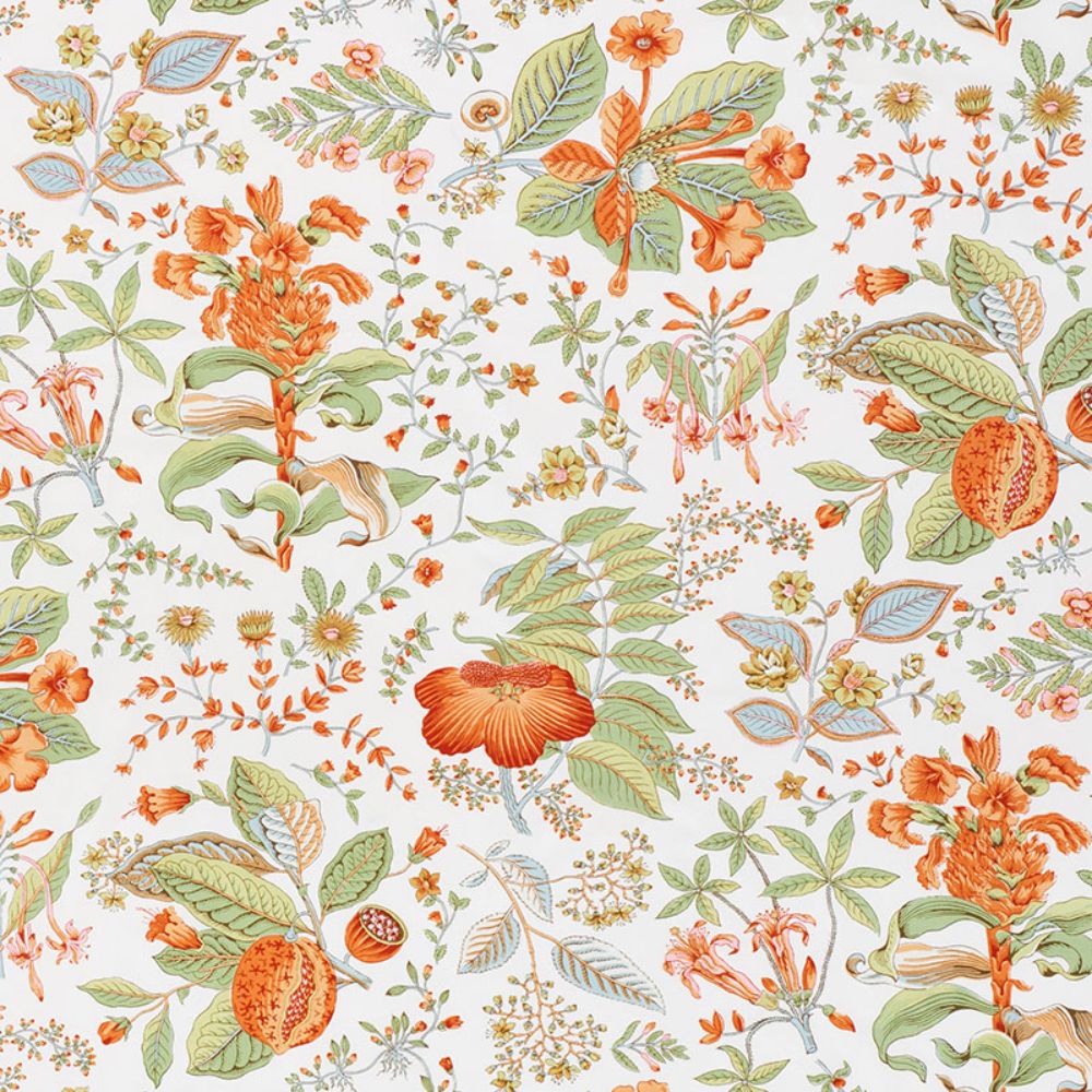 Schumacher 178122 Pomegranate Botanical Fabric in Orange