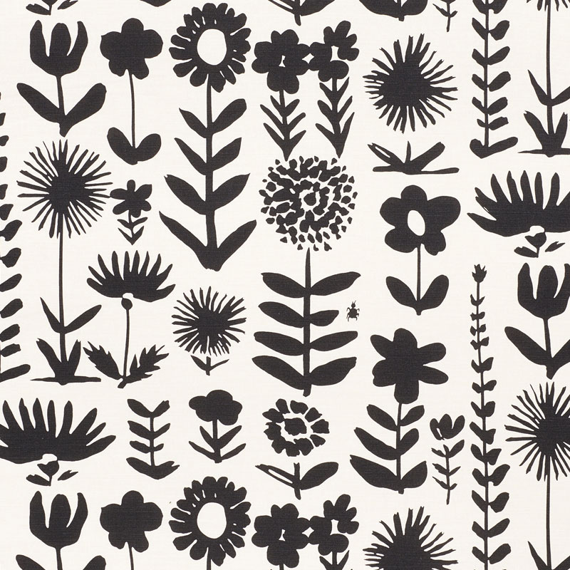 Schumacher 178250 Vera-Neumann Collection Wild Things Fabric  in Black