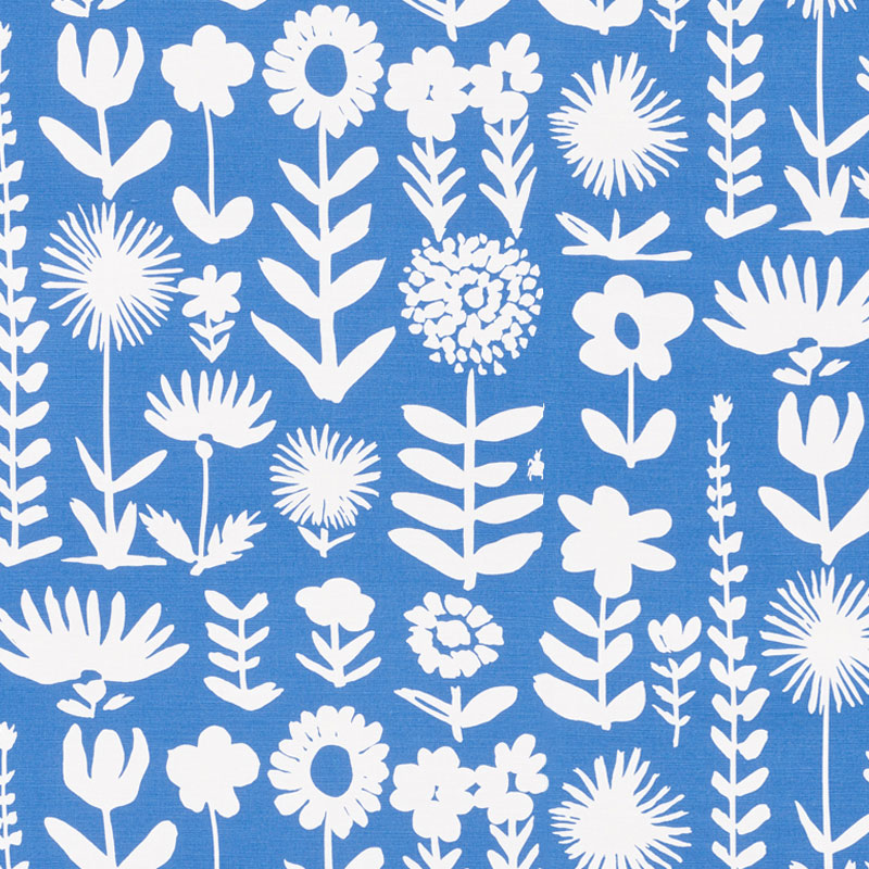 Schumacher 178251 Vera-Neumann Collection Wild Things Fabric  in Blue