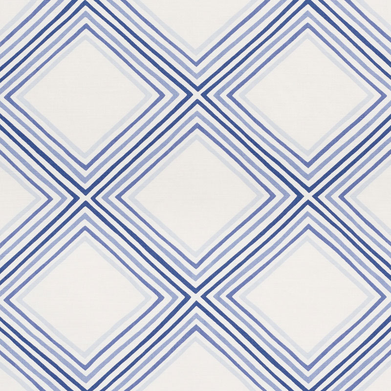 Schumacher 178271 Vera-Neumann Collection Square Dance Fabric  in Blue