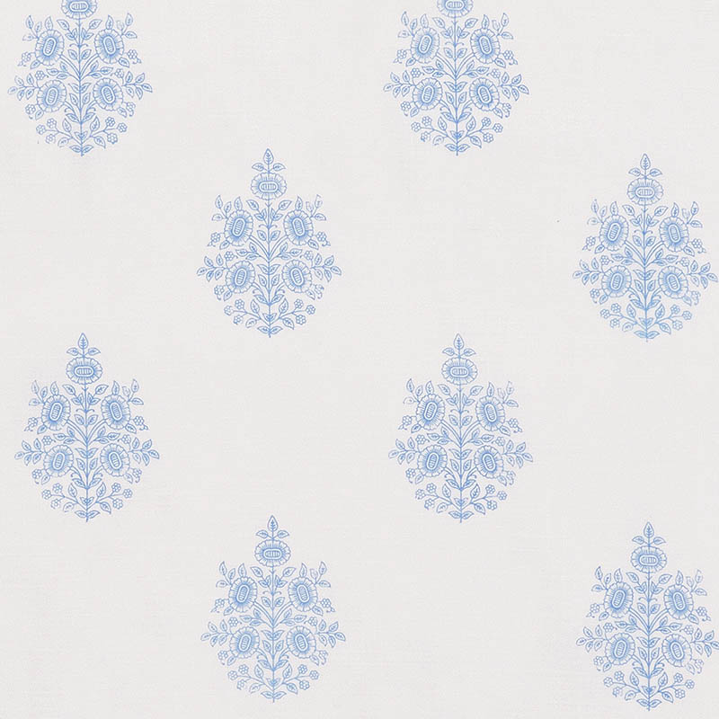 Schumacher 178372 Patterned-Sheers-Casements Collection Asara Flower Sheer Fabric  in Blue