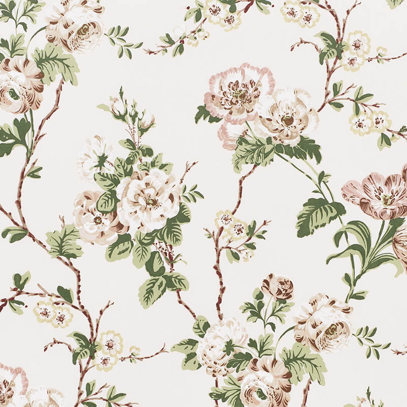 Schumacher 178400 Gazebo-By-Veere-Grenney Collection Betty Chintz Fabric  in Quiet Pink