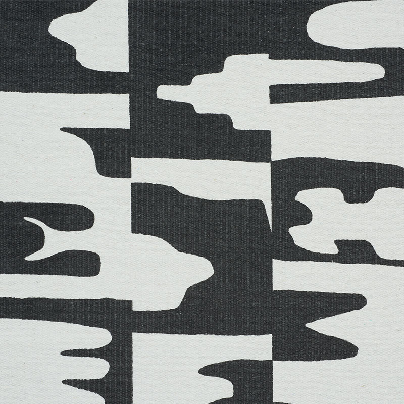 Schumacher 178490 Folk-Art Collection Copp Fabric  in Black