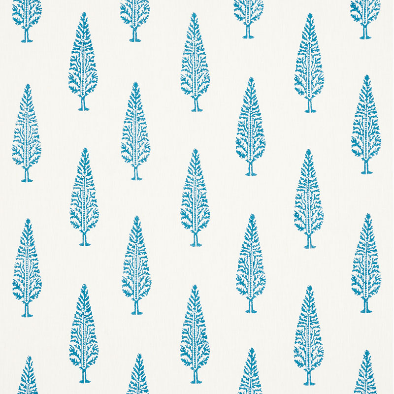 Schumacher 178510 Palampore Collection Juniper Block Print Fabric  in Blue