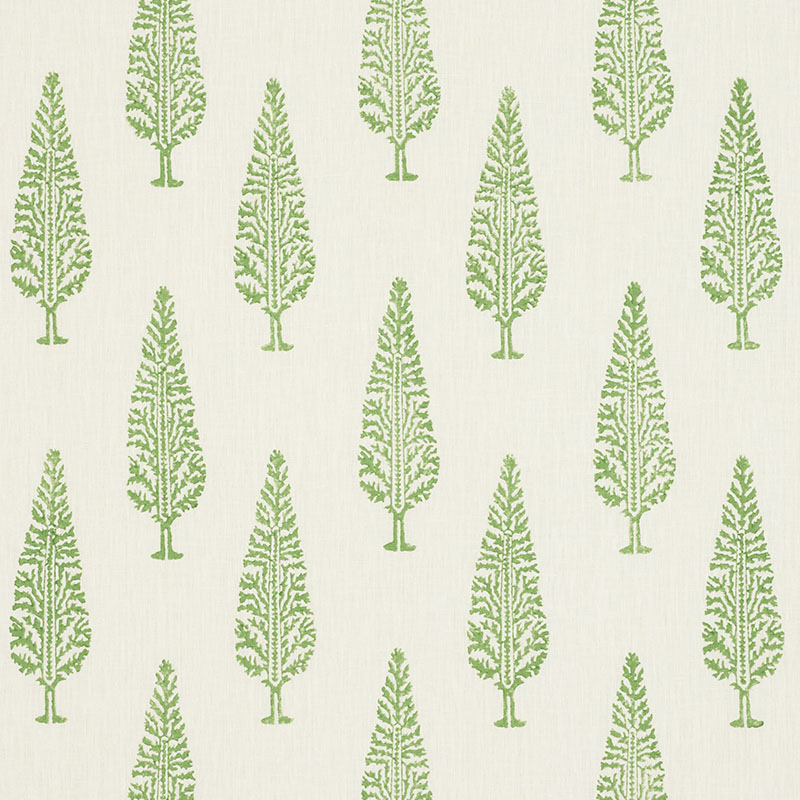 Schumacher 178511 Palampore Collection Juniper Block Print Fabric  in Green