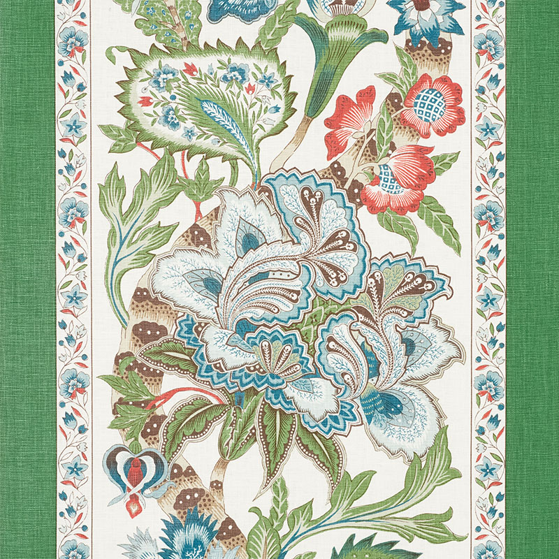 Schumacher 178520 Timothy-Corrigan Collection Anjou Stripe Fabric  in Emerald