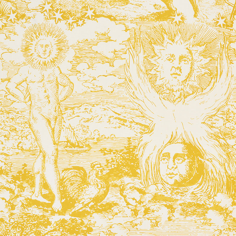 Schumacher 178622 Johnson-Hartig-For-Libertine Collection Modern Toile Fabric  in Yellow