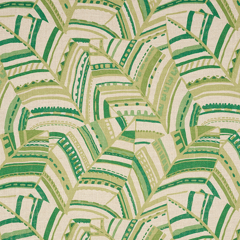 Schumacher 178650 Tropicana Deco Leaves Palm Fabric