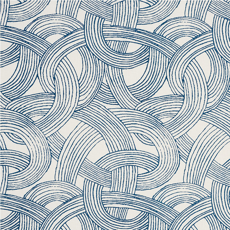 Schumacher 178710 Freehand Collection Freeform Fabric  in Blue