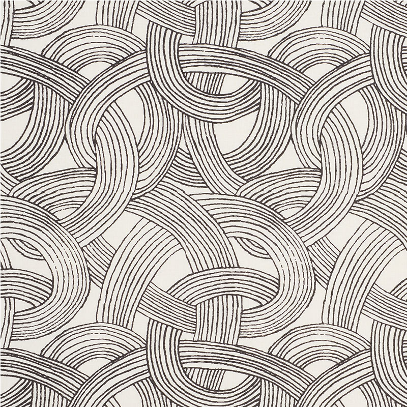 Schumacher 178711 Freehand Collection Freeform Fabric  in Black