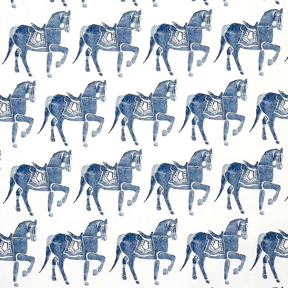 Schumacher 179130 Marwari Horse Fabric in Navy