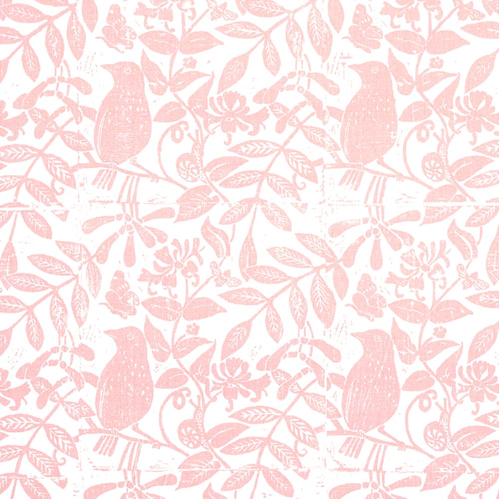 Schumacher 179210 Bird & Bee Fabric in Pink