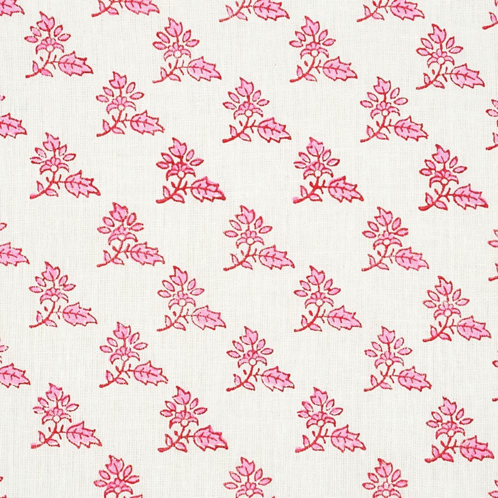 Schumacher 179332 Torbay Hand Blocked Print Fabric in Pink