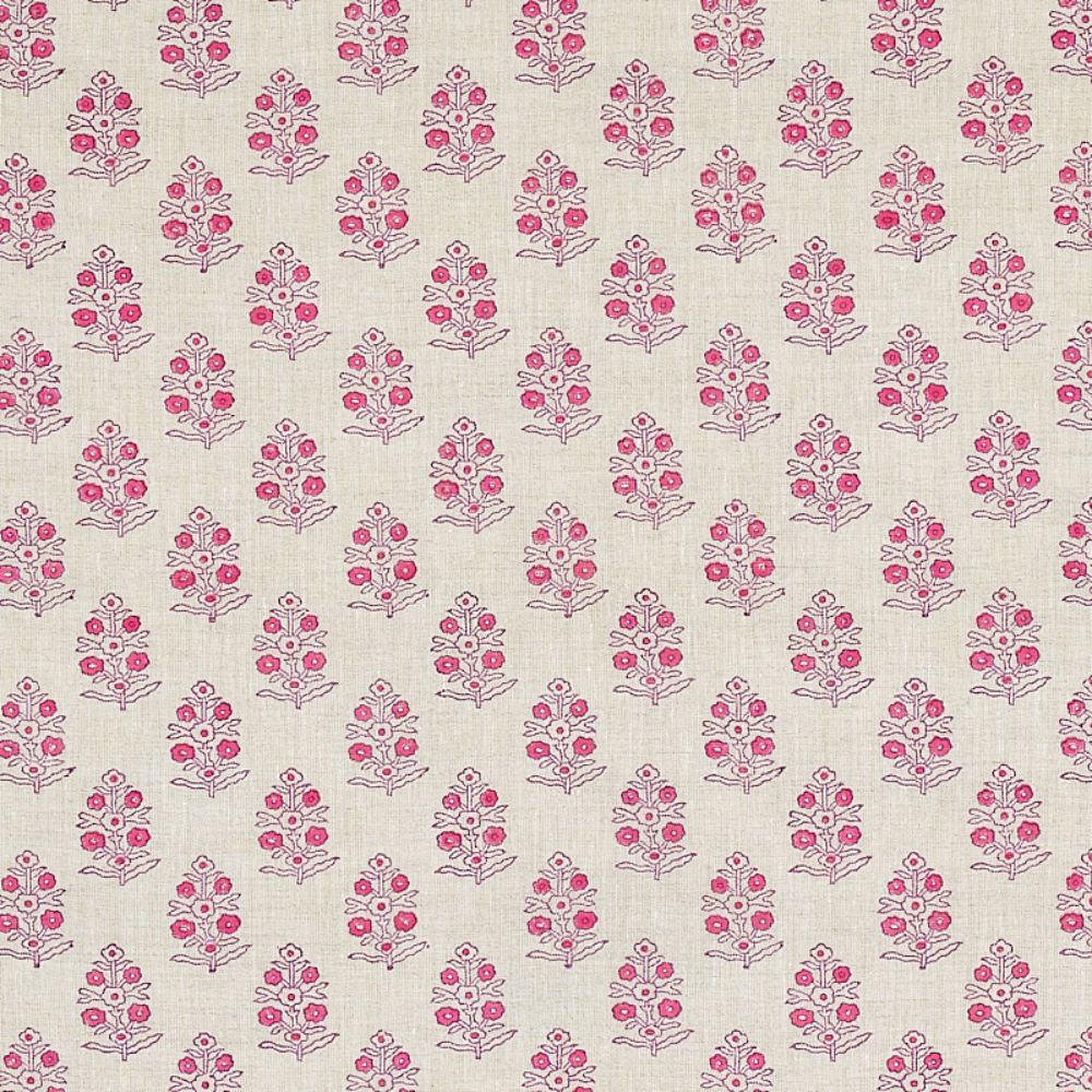 Schumacher 179362 Aditi Hand Blocked Print Fabric in Pink
