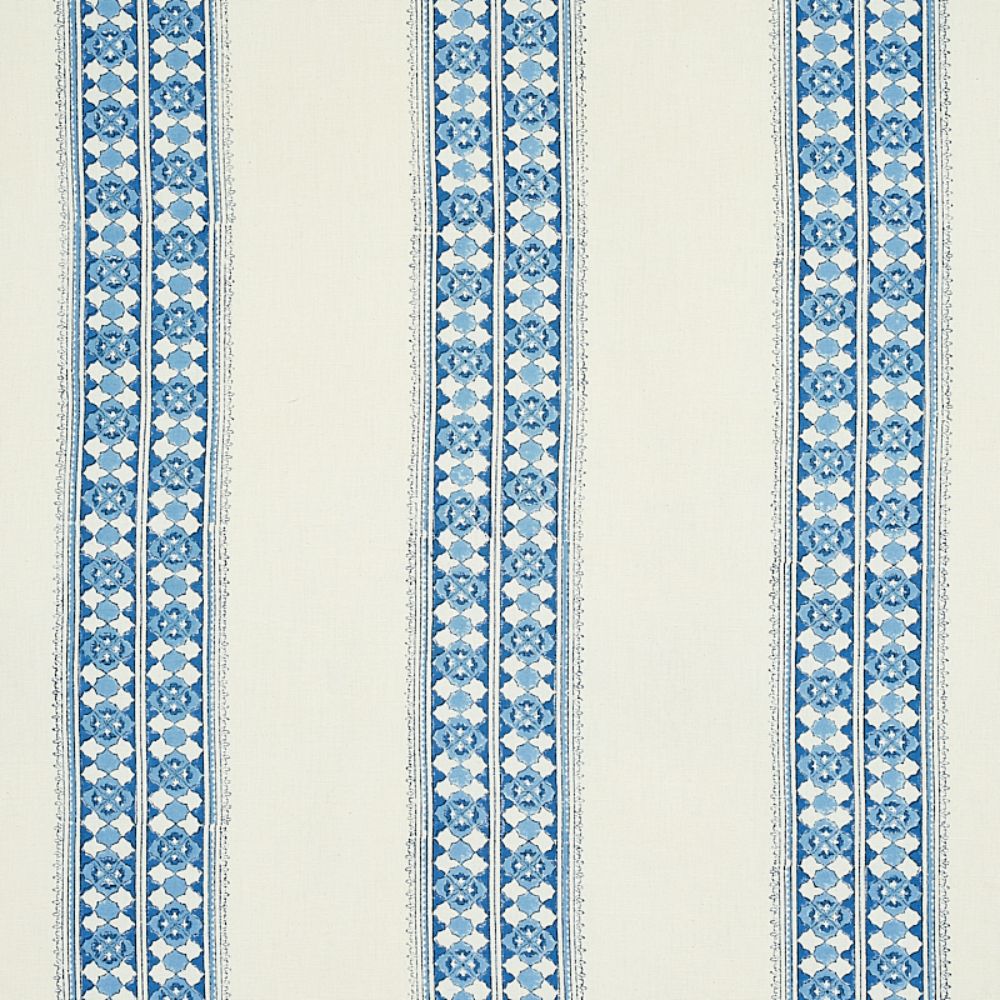 Schumacher 179371 Amira Hand Blocked Print Fabric in Indigo