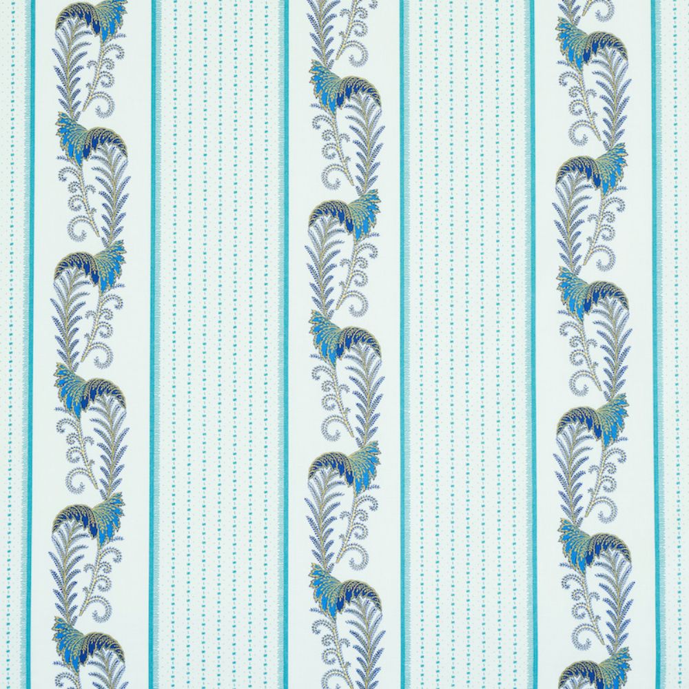 Schumacher 179381 Aleksy Stripe Fabric in Teal