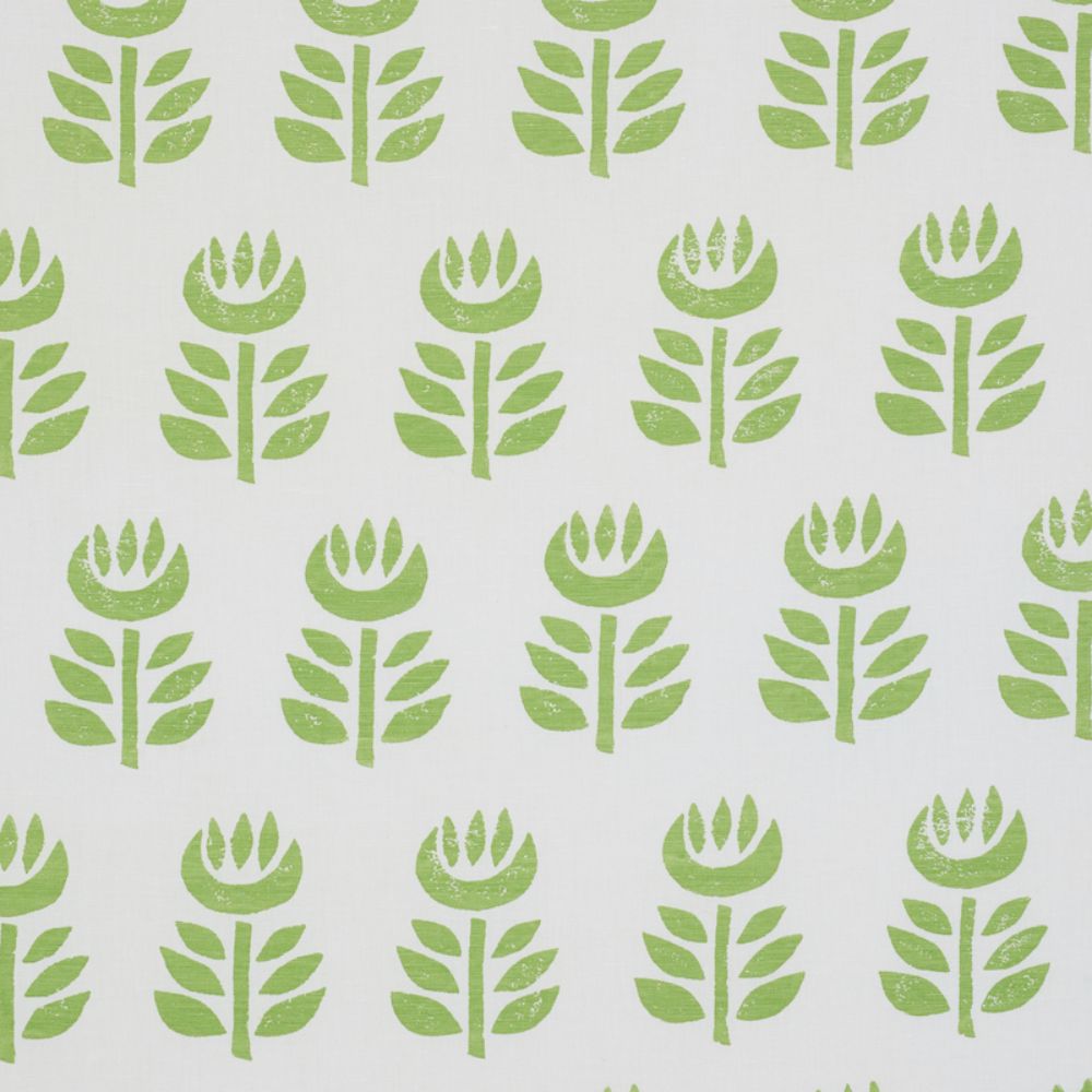 Schumacher 179400 Rosenborg Hand Print Fabric in Green