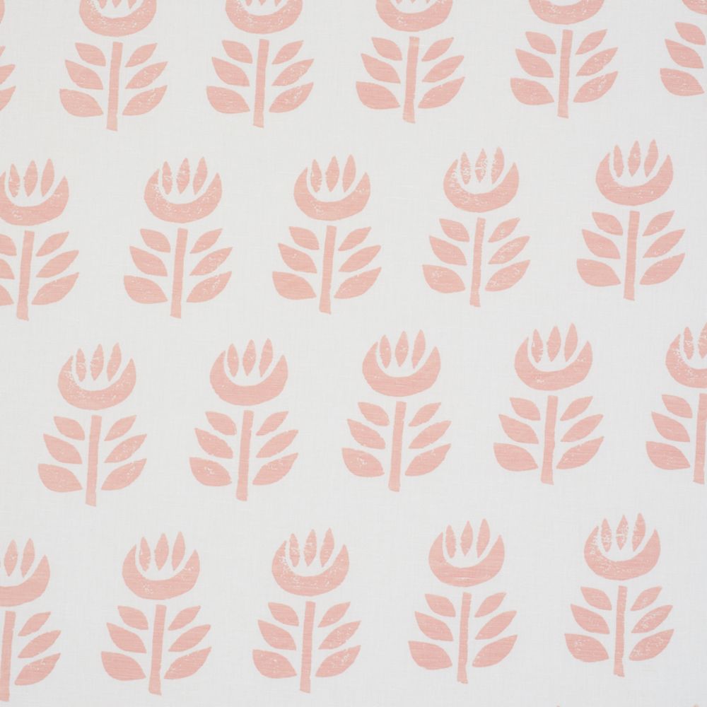 Schumacher 179401 Rosenborg Hand Print Fabric in Pink