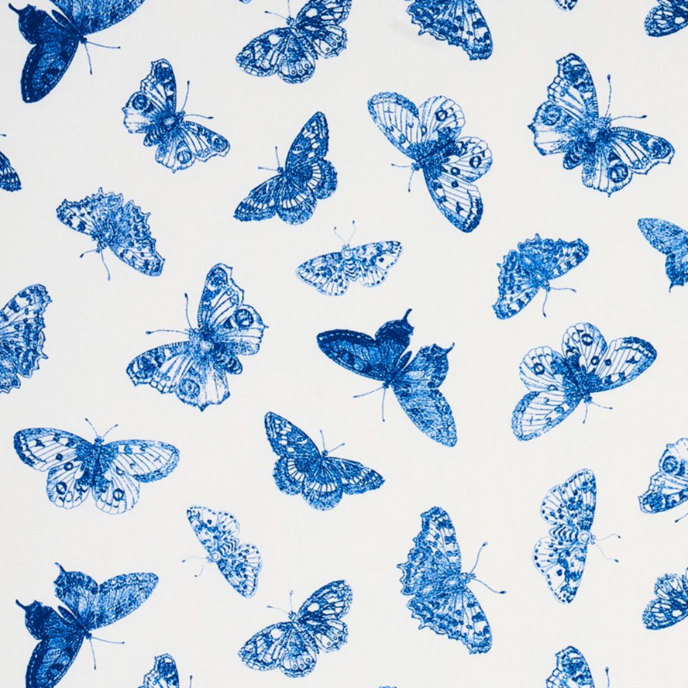 Schumacher 179432 Burnell Butterfly Fabric in Blue