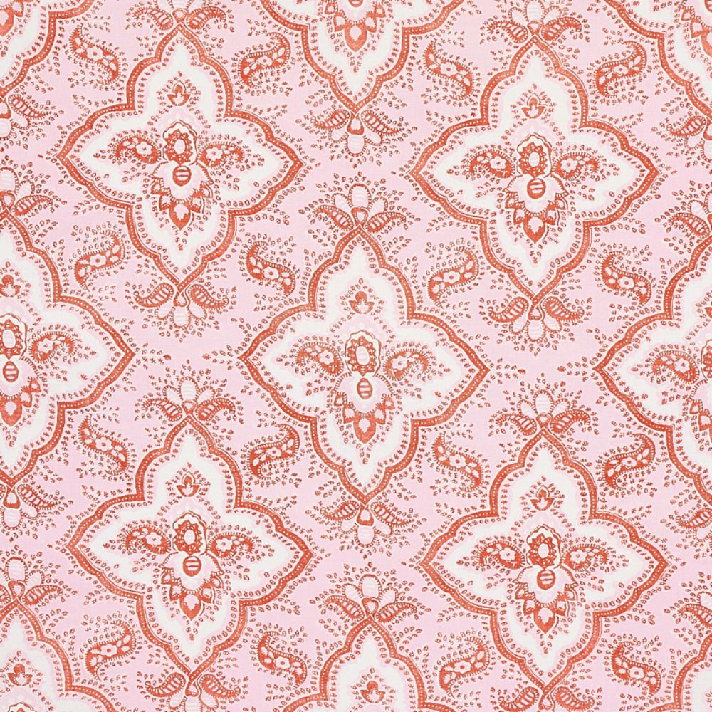 Schumacher 179442 Amalia Medallion Handmade Print Fabric in Pink