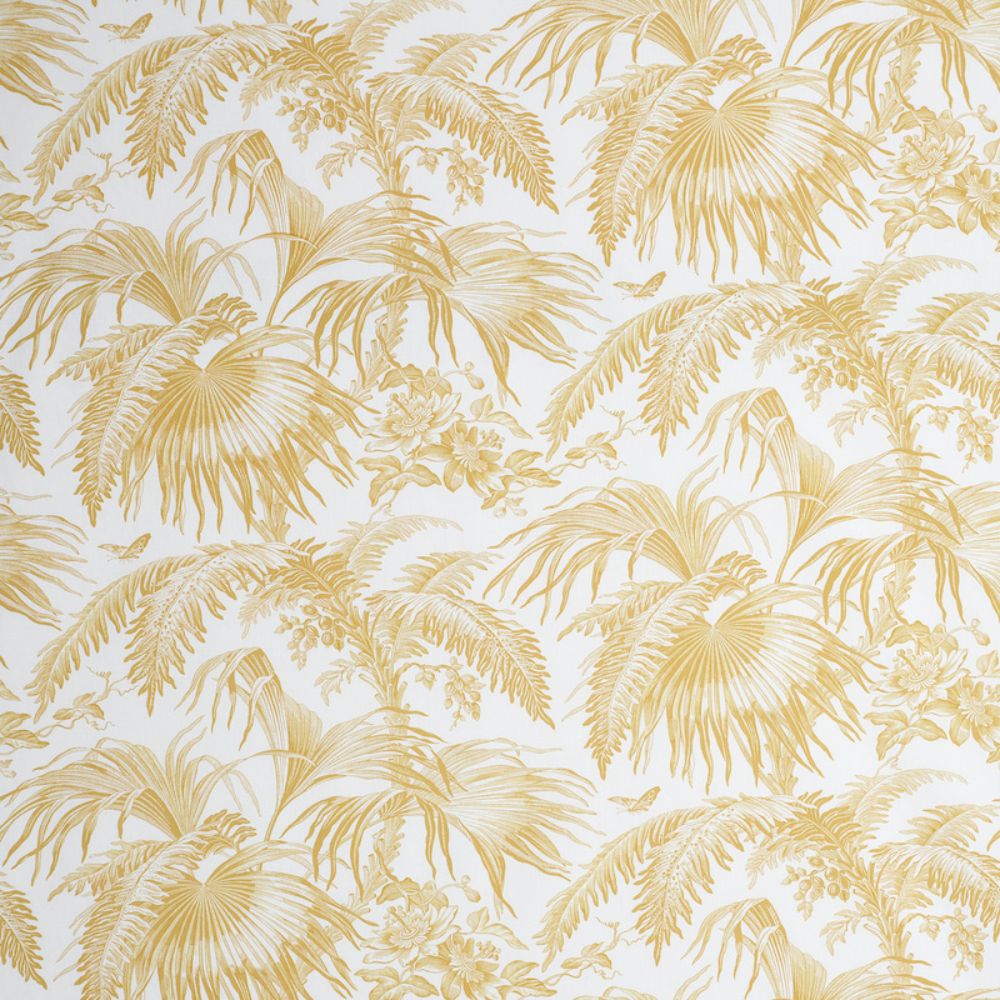 Schumacher 179510 Toile Tropique Fabric in Gold