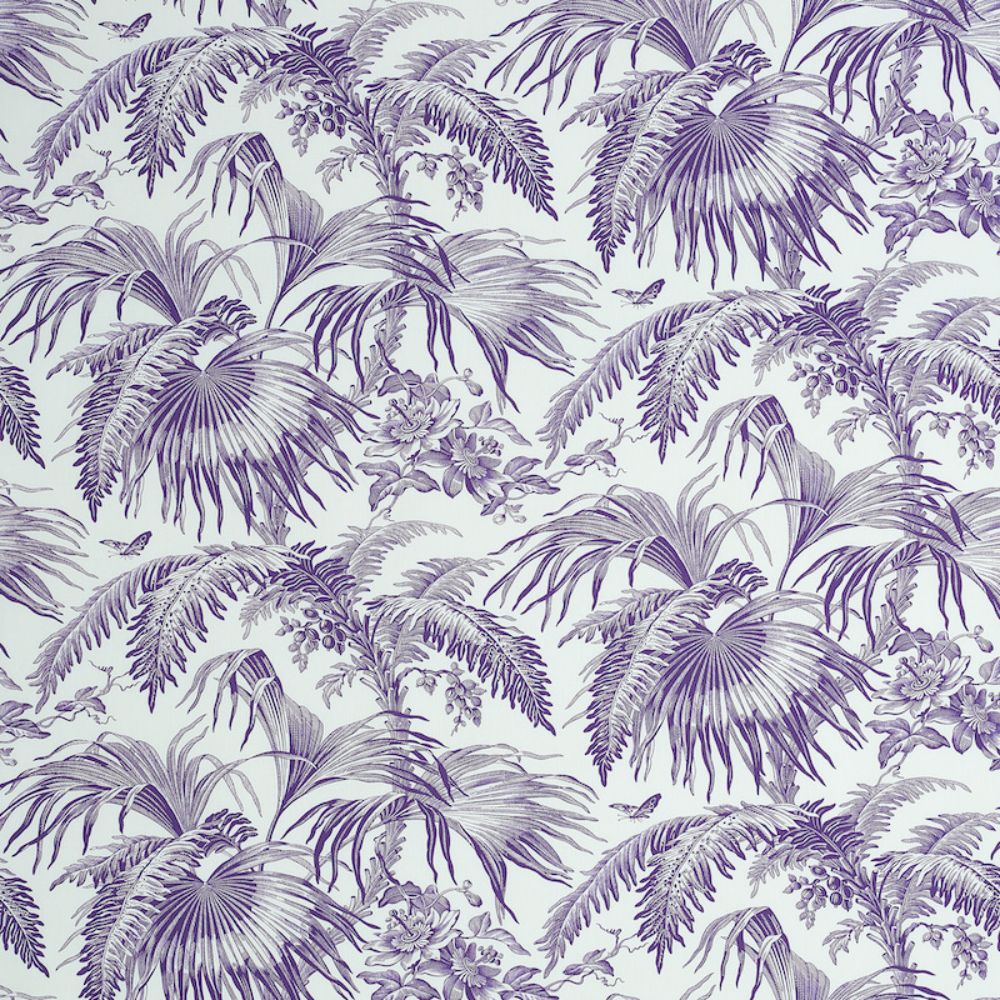 Schumacher 179512 Toile Tropique Fabric in Purple